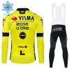 Fietskleding (Fietsshirt Lange Mouw + Lange Koersbroek) 2024 Team Jumbo-Visma Lease A Bike Winter Thermal Fleece - Geel